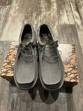 DUX Waterfowl Co. Gray Canvas Slip-On Loafers with Elastic Lace Size 11